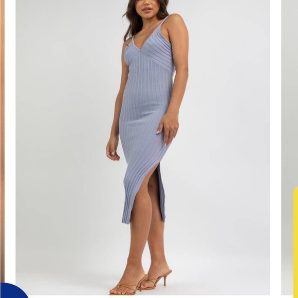 Indikah sweater dress size large blue sparkly , side slit open back - Picture 1 of 7